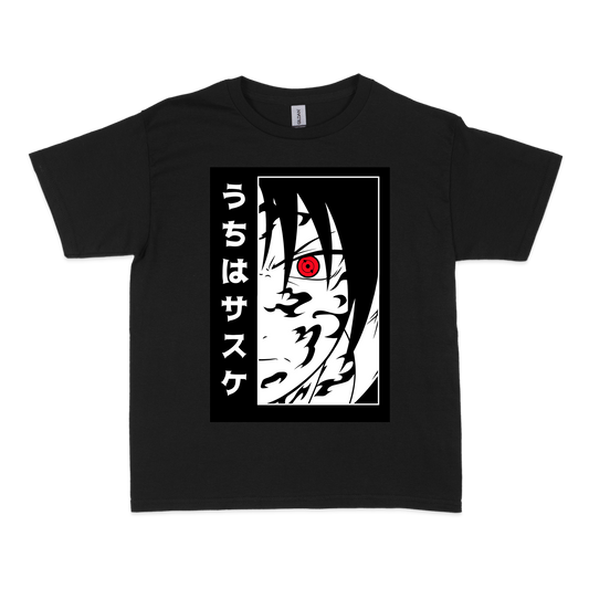 Чоловіча футболка "Naruto Saske Uchiha Black and White" - Futboss