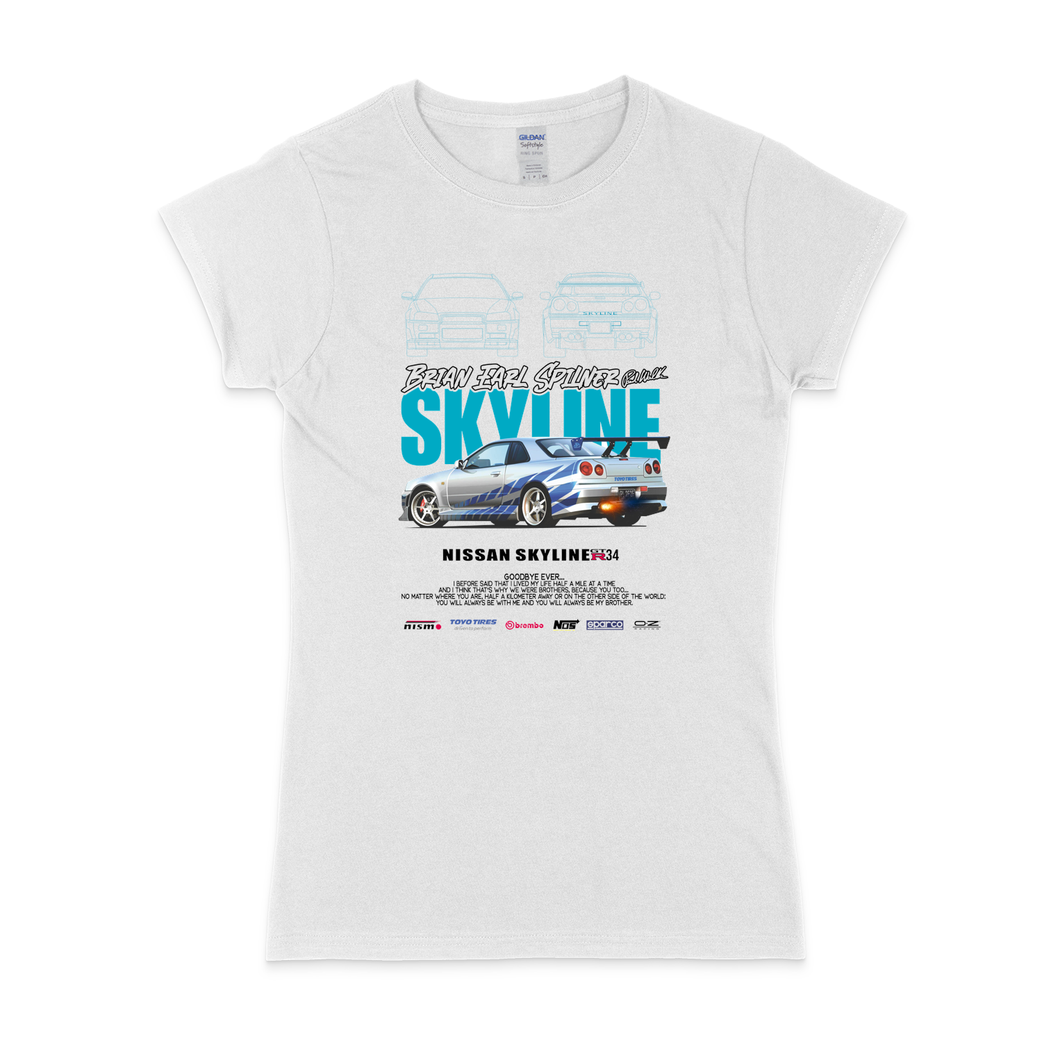 Жіноча футболка "Nissan skyline GTR R34"